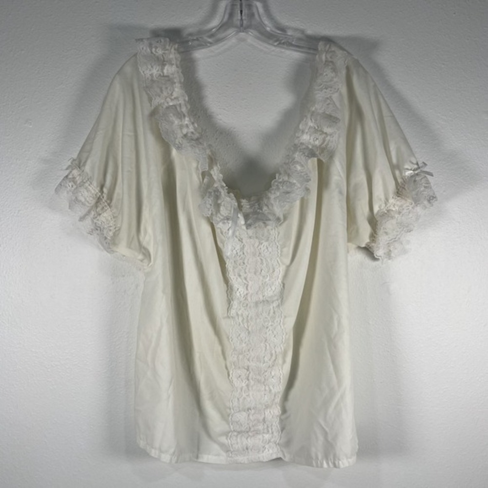 Vtg 60s Pete Bettina Smocking & Lace Square Dance Top‎ Size XL Renaissance Boho